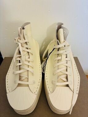Y-3 Cream High-Top Leather Sneakers